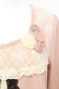 画像2: axes femme / ローズモチーフレース切り替えカットソー  ピンク O-25-09-25-1011-AX-TO-IG-OS