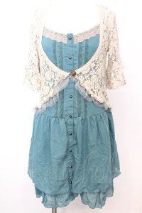 axes femme / ボレロ重ね着風ワンピース  グリーン O-25-09-25-1012-AX-OP-IG-ZT362