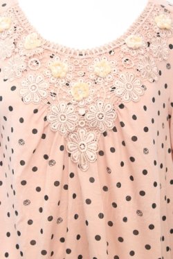 画像2: axes femme / フラワーモチーフイレヘムカットソー M サーモンピンク O-25-09-25-1014-AX-TO-IG-OS