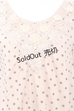 画像2: axes femme / フラワーモチーフイレヘムカットソー M サーモンピンク O-25-09-25-1014-AX-TO-IG-ZT276