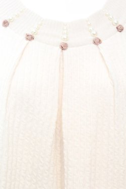 画像2: axes femme / 首元パール使いロング丈プルオーバー M アイボリー O-25-09-25-1015-AX-TO-IG-OS