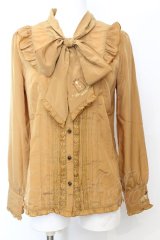 axes femme / フェミニンボータイブラウス/美女と野獣  マスタード O-25-09-25-1022-AX-BL-IG-ZT052