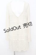 axes femme / レース配色透かし編みロングカーディガン M アイボリー O-25-09-25-1025-AX-TO-IG-OS