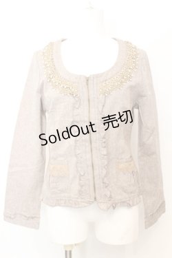 画像1: 【SALE】axes femme / ビーズレース配色ジップジャケット M ブラウン O-25-09-25-1026-AX-OP-IG-ZT283