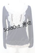 axes femme / レースフリルカットソー M ネイビー O-25-09-25-1027-AX-TO-IG-OS