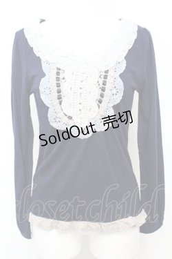 画像1: axes femme / レースフリルカットソー M ネイビー O-25-09-25-1027-AX-TO-IG-OS