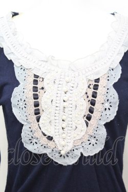 画像2: axes femme / レースフリルカットソー M ネイビー O-25-09-25-1027-AX-TO-IG-OS