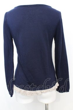 画像3: axes femme / レースフリルカットソー M ネイビー O-25-09-25-1027-AX-TO-IG-OS