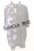NieR Clothing / 夏用TWO-TONE LONG SHIRT【和柄九尾】シャツ F ブラックｘパープル O-25-09-25-1030-PU-BL-YM-OS