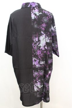 画像3: NieR Clothing / 夏用TWO-TONE LONG SHIRT【和柄九尾】シャツ F ブラックｘパープル O-25-09-25-1030-PU-BL-YM-OS