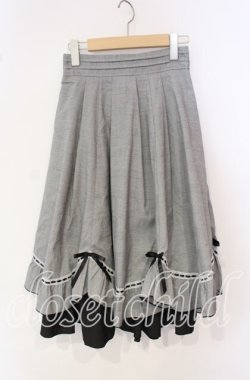 画像1: axes femme / ハシゴレース×リボン配色スカート  グレー O-25-09-25-008-AX-SK-IG-OS