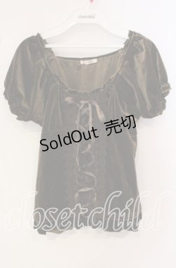 画像1: axes femme / ベロアビスチェ半袖プルオーバー M グリーン系 O-25-09-25-020-AX-TO-OW-OS