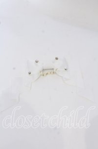 LOTUS ribbon / パールチェーンリボンバレッタ  シロ O-25-09-26-048-EL-AC-OW-ZT486-F001