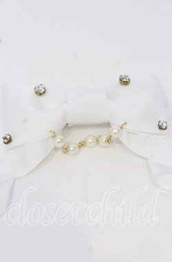画像2: LOTUS ribbon / パールチェーンリボンバレッタ  シロ O-25-09-26-048-EL-AC-OW-OS