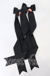 LOTUS ribbon / ツインテールリボンバレッタ  いちご×クロリボン O-25-09-26-051-EL-AC-OW-ZT488-F006