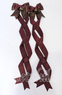 画像1: LOTUS ribbon / ツインテールリボンバレッタ  チョコ×ワインリボン O-25-09-26-053-EL-AC-OW-OS