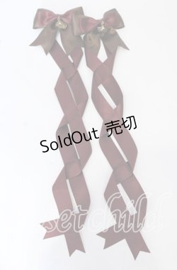 画像1: LOTUS ribbon / ツインテールリボンバレッタ  チョコ×ワインリボン O-25-09-26-053-EL-AC-OW-ZT488-F002