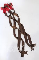 画像1: 【SALE】LOTUS ribbon / ツインテールリボンバレッタ  チョコ×ブラウンリボン×アカリボン O-25-09-26-054-EL-AC-OW-ZT488-F002 (1)