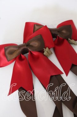 画像2: LOTUS ribbon / ツインテールリボンバレッタ  チョコ×ブラウンリボン×アカリボン O-25-09-26-054-EL-AC-OW-OS