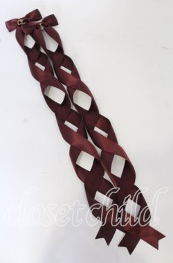 画像1: LOTUS ribbon / ツインテールリボンバレッタ  ハートチャーム×ワインリボン O-25-09-26-055-EL-AC-OW-OS