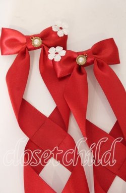 画像2: LOTUS ribbon / ツインテールリボンバレッタ  フラワーレース×アカリボン O-25-09-26-057-EL-AC-OW-OS