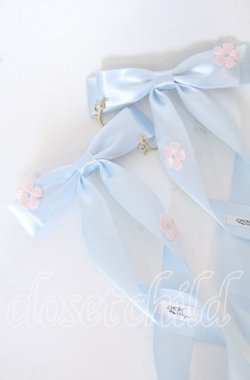 画像2: LOTUS ribbon / ツインテールリボンバレッタ  サクラレース×サックスリボン O-25-09-26-058-EL-AC-OW-OS