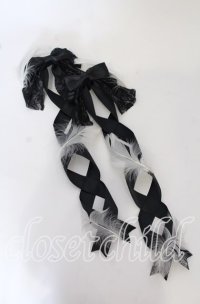 LOTUS ribbon / ツインテールリボンバレッタ  フェザー×クロリボン O-25-09-26-059-EL-AC-OW-ZT488-F006