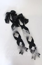 画像1: 【SALE】LOTUS ribbon / ツインテールリボンバレッタ  フェザー×クロリボン O-25-09-26-059-EL-AC-OW-ZT488-F006 (1)