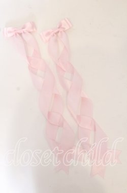 画像1: LOTUS ribbon / ツインテールリボンバレッタ  ピンク O-25-09-26-061-EL-AC-OW-OS