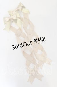 LOTUS ribbon / ツインテールリボンバレッタ  チョコ×ゴールド O-25-09-26-062-EL-AC-OW-ZT488-F002