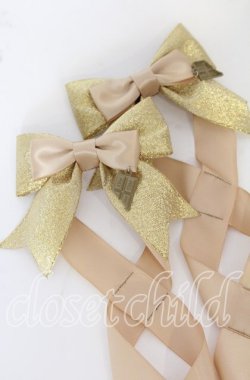 画像2: LOTUS ribbon / ツインテールリボンバレッタ  チョコ×ゴールド O-25-09-26-062-EL-AC-OW-OS