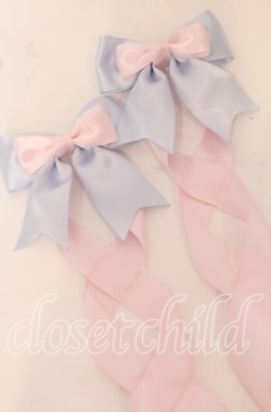 画像2: LOTUS ribbon / ツインテールリボンバレッタ  サックスリボン×ピンクリボン O-25-09-26-063-EL-AC-OW-OS