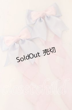 画像2: LOTUS ribbon / ツインテールリボンバレッタ  サックスリボン×ピンクリボン O-25-09-26-063-EL-AC-OW-OS