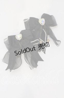 画像1: LIZ LISA / ビジューリボンヘアクリップ  クロ O-25-09-26-072-LO-AC-OW-ZT488-F006