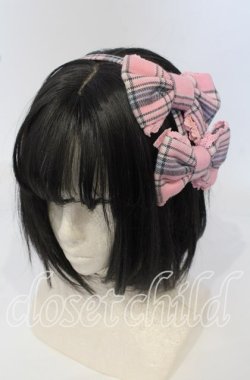 画像1: Angelic Pretty / タータンダブルリボンカチューシャ  ピンク O-25-09-26-013-AP-AC-OW-OS
