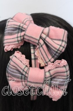 画像2: Angelic Pretty / タータンダブルリボンカチューシャ  ピンク O-25-09-26-013-AP-AC-OW-OS