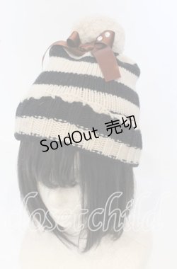 画像1: Emily Temple cute / ぽんぽんニット帽  ベージュ×クロ O-25-09-26-022-ET-AC-OW-ZT511