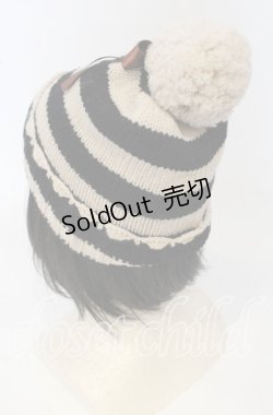 画像2: Emily Temple cute / ぽんぽんニット帽  ベージュ×クロ O-25-09-26-022-ET-AC-OW-ZT511