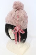 MILK / はしごリボンニットキャップ  ピンク O-25-09-26-024-ML-AC-IG-OS