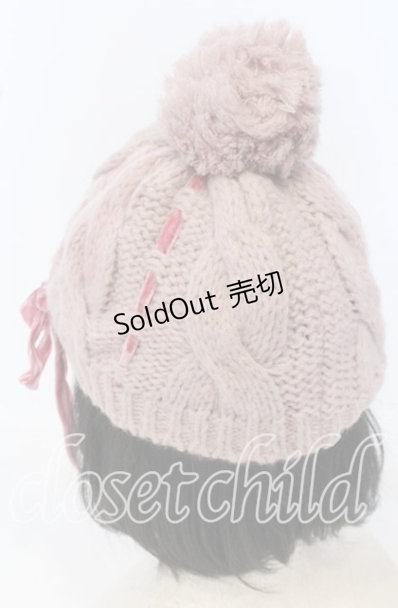 画像2: 【SALE】MILK / はしごリボンニットキャップ  ピンク O-25-09-26-024-ML-AC-IG-ZT387 (2)