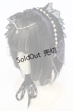 画像1: ALICE and the PIRATES / 星を巡る海賊船と空と海の境界柄ヘッドドレス  パープル O-25-09-26-004-PA-AC-OW-OS