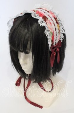 画像1: metamorphose / はしごレースリボン花柄ヘッドドレス  ボルドー系 O-25-09-26-028-ME-AC-IG-OS