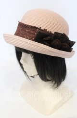 axes femme / レース配色雑材ハット  ピンク O-25-09-26-036-AX-AC-OW-ZT-K007