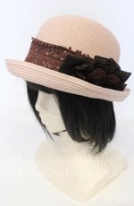 画像1: 【SALE】axes femme / レース配色雑材ハット  ピンク O-25-09-26-036-AX-AC-OW-ZTK007 (1)