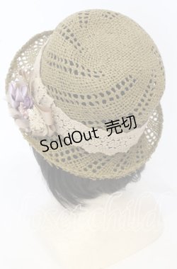 画像2: axes femme / ローズ使い雑材ハット  ブラウン O-25-09-26-037-AX-AC-OW-ZT-K007