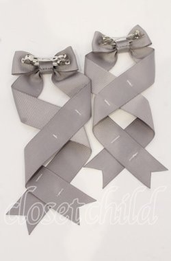 画像2: LOTUS ribbon / ツインリボンバレッタ  グレー O-25-09-26-044-EL-AC-OW-OS