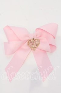 LOTUS ribbon / ハートチャームバレッタ  ピンク O-25-09-26-045-EL-AC-OW-ZT444-F002