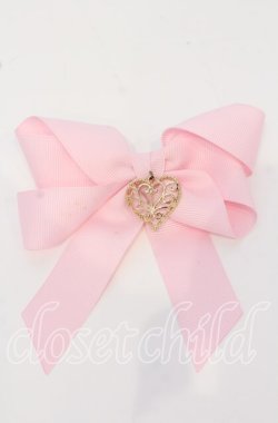 画像1: LOTUS ribbon / ハートチャームバレッタ  ピンク O-25-09-26-045-EL-AC-OW-OS