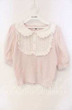 画像1: mille fille closet / ヨーク切り替えニットトップス M ピンク×シロ O-25-09-27-033-LO-TO-OW-OS