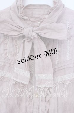 画像2: axes femme / レース配色スタンドカラーブラウス M ピンク O-25-09-27-034-AX-BL-OW-OS